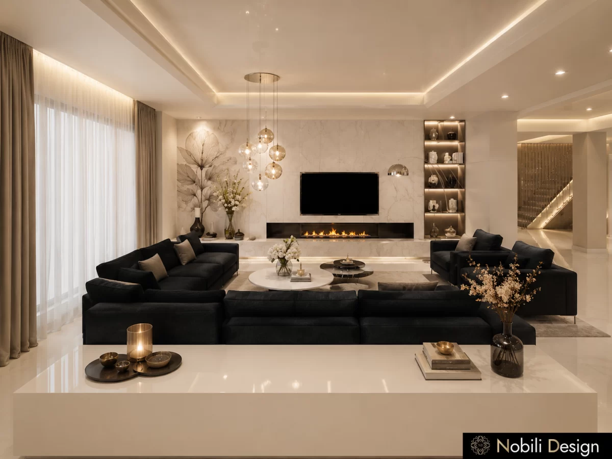 Concept de design interior dormitor pentru Casa Moderna, randare din proiect, Nobili Interior Design