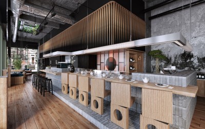 Design interior cafenea stil industrial loft