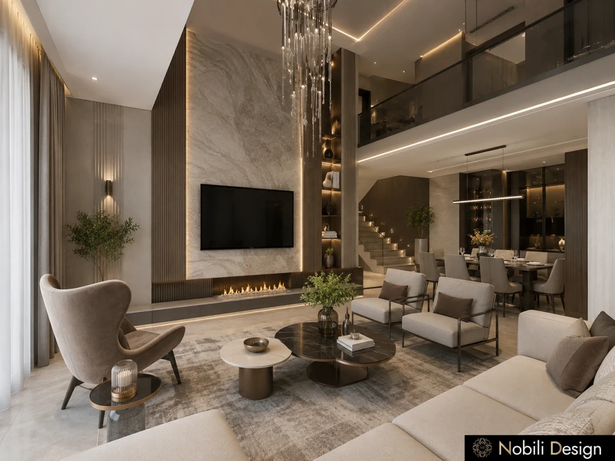 Proiect de amenajare perspectiva de interior pentru casa moderna cu etaj Bucuresti, realizat de designer, Nobili Interior Design