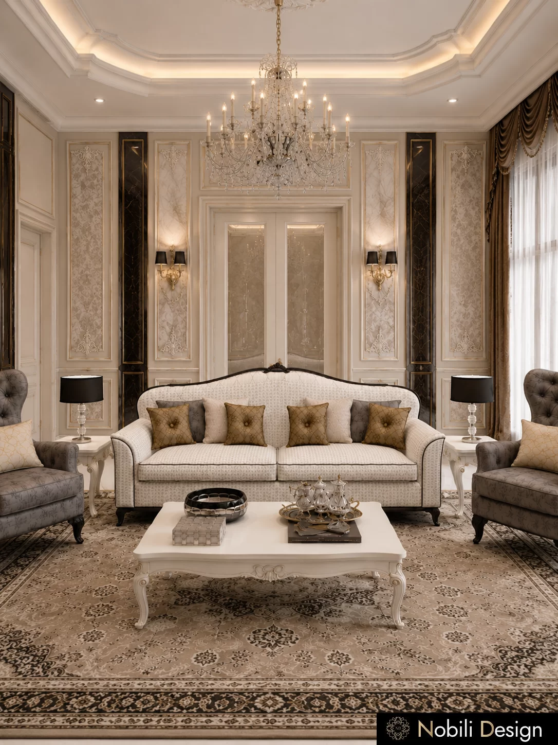 Proiect de amenajare living pentru Living Casa Clasica, realizat de designer, Nobili Interior Design