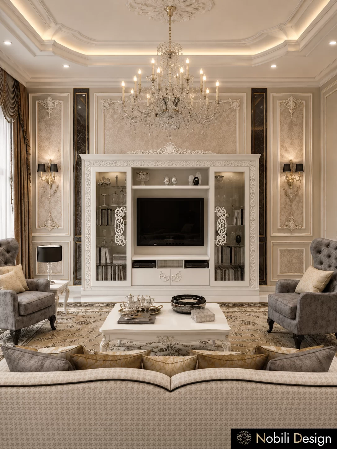 Arhitectura de interior living pentru Living Casa Clasica, concept pentru familie, Nobili Interior Design