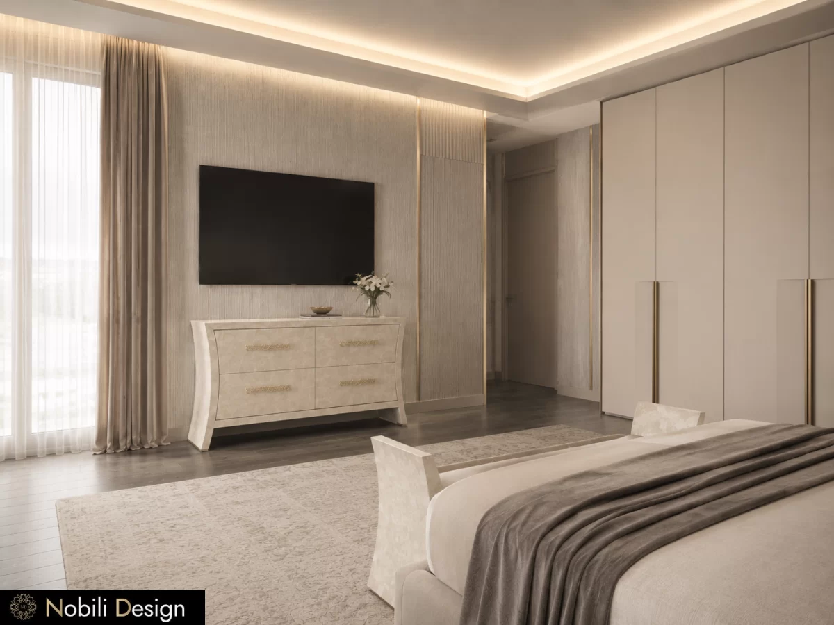 Concept de design interior dormitor pentru Living Casa Moderna, randare din proiect, Nobili Interior Design