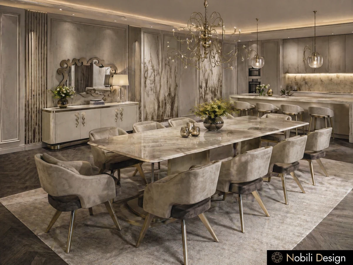 Proiect de casa zona dining pentru Casa Moderna cu Living si Dining, perspectiva asupra amenajarii, Nobili Interior Design