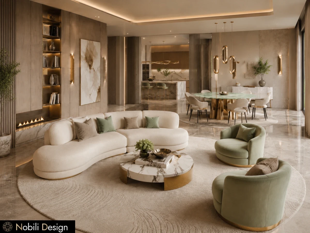 Proiect de amenajare living pentru Casa Moderna cu Living Open-Space, realizat de designer, Nobili Interior Design