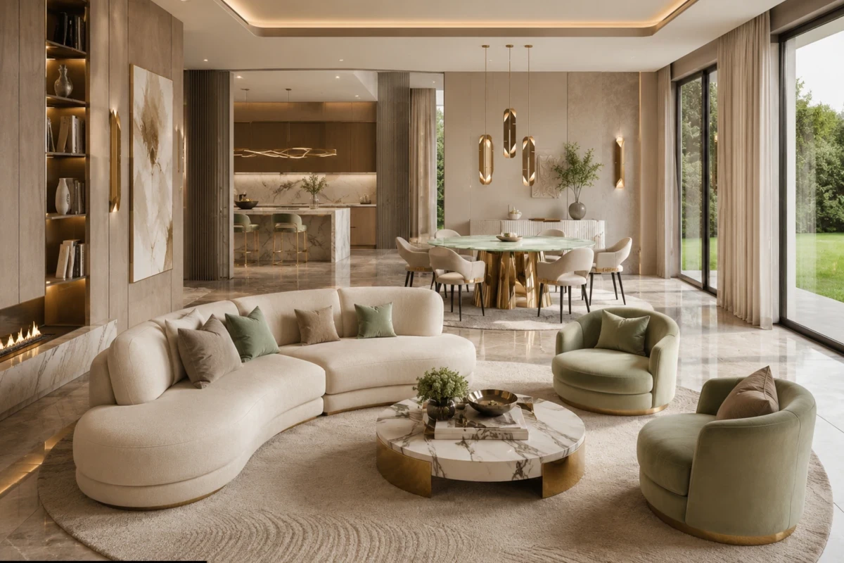 Concept de design interior living pentru Casa Moderna cu Living Open-Space, randare din proiect, Nobili Interior Design