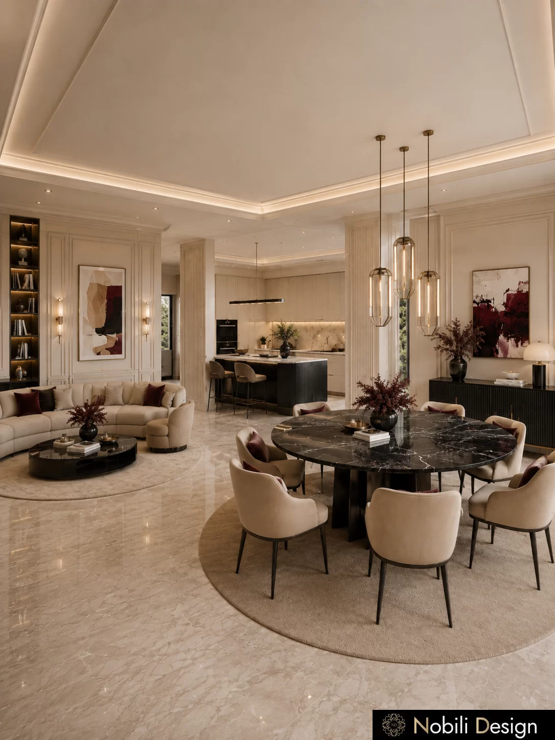Arhitectura de interior zona dining pentru Design Living Modern cu Zo, concept pentru familie, Nobili Interior Design