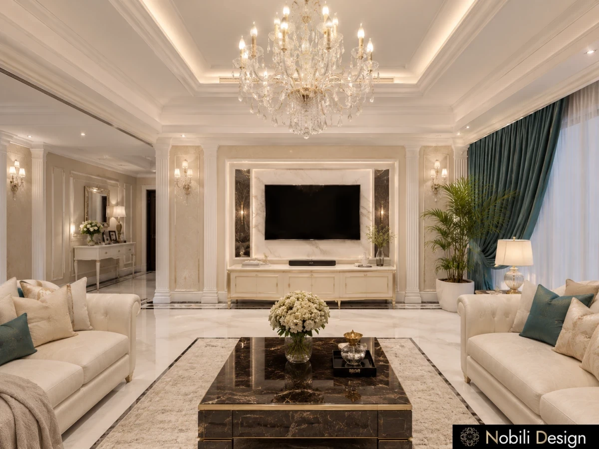 Design interior premium living pentru Casa Clasica Eleganta, vizualizare de interior, Nobili Interior Design